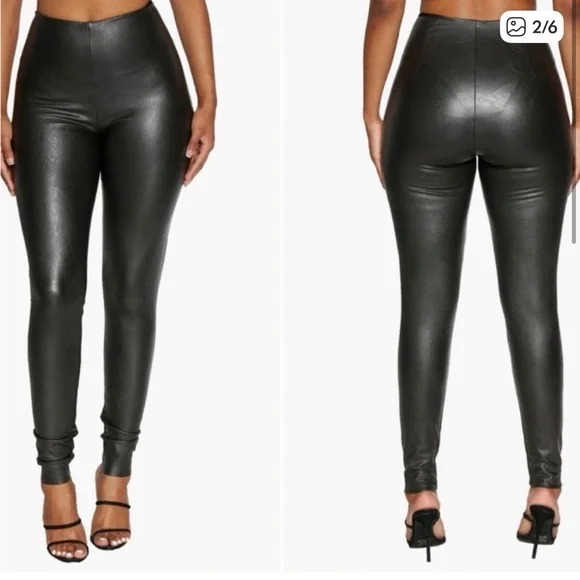 Naked Wardrobe Vegan Faux Leather High-Waist Leggings - Black XS NWOT Nordstrom - Picture 1 of 4